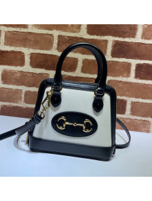Gucci Horsebit 1955 Leather Mini Top Handle Bag 640716 White/Black 2021
