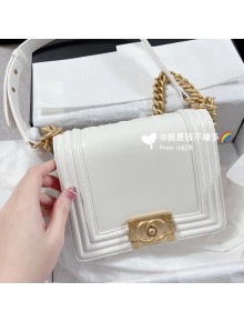Chanel Calfskin Mini Boy Flap bag AS3018 White 2021 