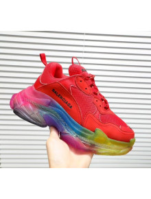 Balenciaga Triple S Rainbow Outsole Sneakers Red 2019