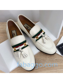 Gucci Loafer with Web and Tassel White 2020