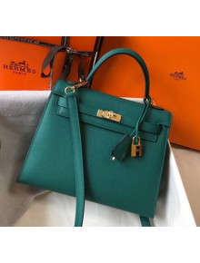 Hermes Kelly 25cm Top Handle Bag in Epsom Leather Dark Green 2020