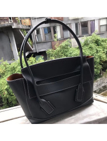 Bottega Veneta Arco Medium Grained Calfskin Maxi Weave Top Handle Bag Dark Green 2019