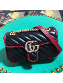 Gucci GG Diagonal Marmont Mini Bag 446744 Black 2019