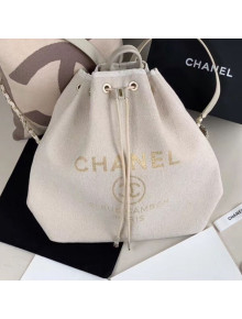 Chanel Cambo Canvas Backpack White 2019