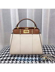 Fendi Peekaboo Iconic Mini Bag in Crocodile Leather White/Brown 2020