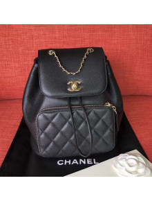Chanel Grained Calfskin Drawstring Backpack Black 2021