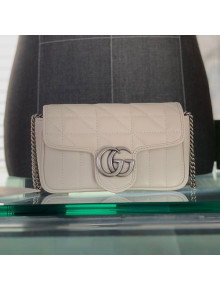 Gucci GG Marmont Geometric Leather Super Mini Bag 476433 White 2021