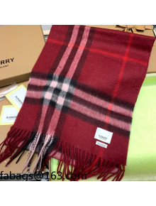 Burberry Check Cashmere Scarf 30x168cm Red 2021 110326