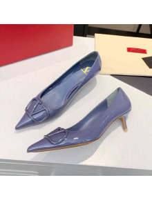 Valentino VLogo One-Tone Patent Leather Pumps 40mm Blue 2020