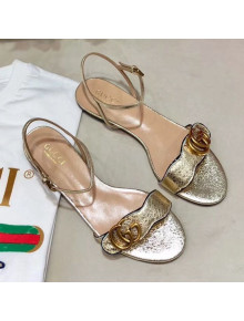 Gucci Flat Leather Sandal with Double G 524631 Gold 2019