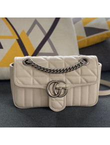 Gucci GG Marmont Geometric Leather Mini Shoulder Bag 446744 White 2021