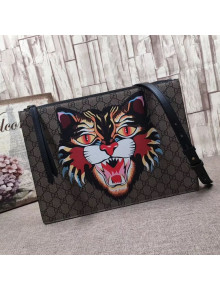 Gucci Angery Cat Print GG Supreme Messenger Bag 2017