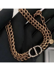 Dior CD Chain Choker Necklace Aged Gold 2021