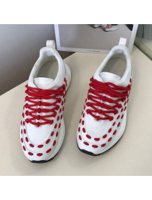 Bottega Veneta Silky Calfskin Braided Sneakers Red 2019 