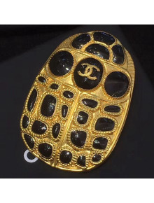 Chanel Large Resin Stones Beetle Brooch AB1805 Black/Gold 2019