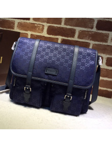 Gucci GG Nylon Messenger Bag 387070 Navy Blue 2021