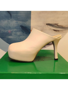 Bottega Veneta The Bold Nappa Leather High Heel Platform Mules White 2020