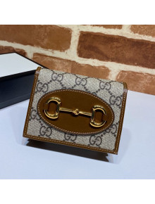 Gucci Horsebit 1955 GG Canvas Card Case Wallet 621887 Brown 2021