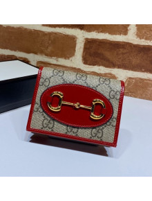 Gucci Horsebit 1955 GG Canvas Card Case Wallet 621887 Red 2021
