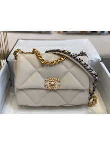 Chanel 19 Goatskin Small Flap Bag AS1160 Light Gray 2021 TOP