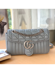 Gucci GG Marmont Geometric Leather Small Shoulder Bag 443497 Dark Grey 2021