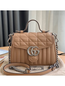 Gucci GG Marmont Geometric Leather Mini Top Handle Bag 583571 Rose Beige 2021
