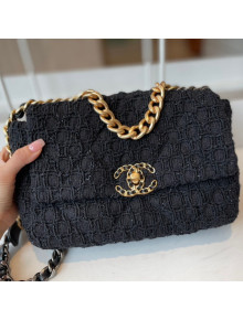 Chanel 19 Crochet Tweed Flap bag AS1160 Black 2021 112690