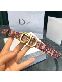 Dior Oblique Canvas & Calfskin Belt With CD Buckle Burgundy 08 2020