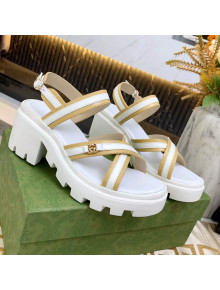 Gucci Lug Sole Sandal with Web White 2021