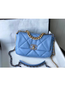 Chanel 19 Goatskin Small Flap Bag AS1160 Light Blue 2021 TOP