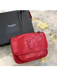 Saint Laurent Baby Niki Chain Bag in Vintage Crinkled Leather 533037 Red 2021