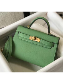 Hermes Mini Kelly II Handbag in Epsom Leather Green 2020