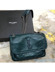 Saint Laurent Baby Niki Chain Bag in Vintage Crinkled Leather 533037 Green 02 2021