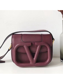 Valentino Supervee Supple Calfskin Maxi-Logo Crossbody Bag 1011S Burgundy 2020