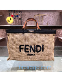 Fendi Peekaboo X-Tote Medium Bag in Natural Raffia 2020