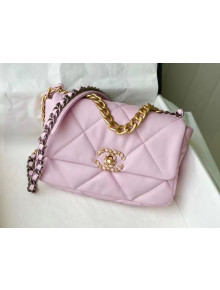 Chanel 19 Goatskin Small Flap Bag AS1160 Pale Pink 2021 TOP