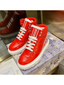 Dior D-Player Boot Sneakers in Red Quilted Nylon 2021