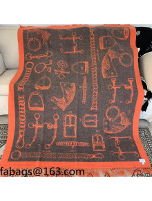 Hermes Cashmere Wool Blanket 135x170cm Orange 2021