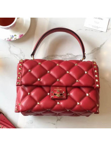 Valentino Lambskin Garavani Candystud Single Handle Bag Red 2018