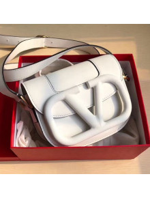Valentino Supervee Supple Calfskin Maxi-Logo Crossbody Bag 1011S White 2020