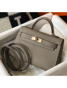 Hermes Mini Kelly II Handbag in Epsom Leather Asphalt Grey 2020