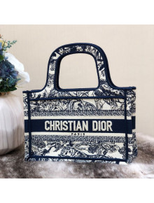 Dior Mini Book Tote Bag in Blue Toile de Jouy Embroidery 2021