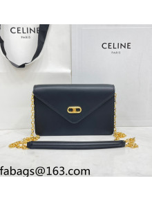 Celine Maillon Triomphe Chain Wallet in Shiny Calfskin Black 2021