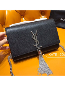 Saint Laurent Kate Small Chain and Tassel Bag in Textured Leather 474366 Black 2019
