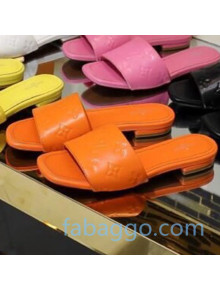 Louis Vuitton Monogram Embossed Calfskin Flat Slide Sandals Orange 2020