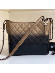 Chanel Two-tone Grained Calfskin Gabrielle Medium Hobo Bag A91824 Gold/Black 2018