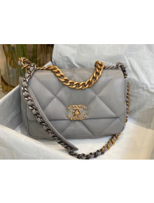 Chanel 19 Goatskin Small Flap Bag AS1160 Pale Gray 2021 TOP