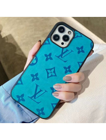 Louis Vuitton Monogram Leather iPhone Case Light Blue 2021