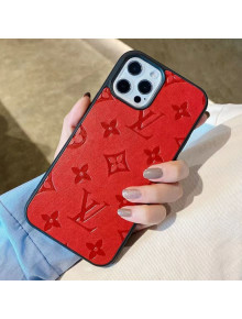 Louis Vuitton Monogram Leather iPhone Case Red 2021