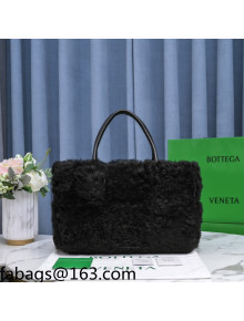 Bottega Veneta Arco Tote Shearling Bag 652867 Black 2021 